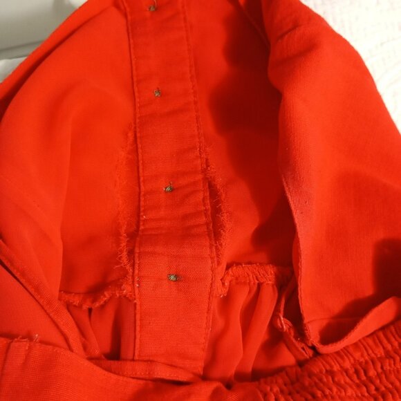 American Eagle Red Sleeveless Button-Front Midi Dress Size M Cotton, Linen Blend - Picture 7 of 13